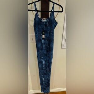 Fashion Nova Navy Textured Maxi Dress